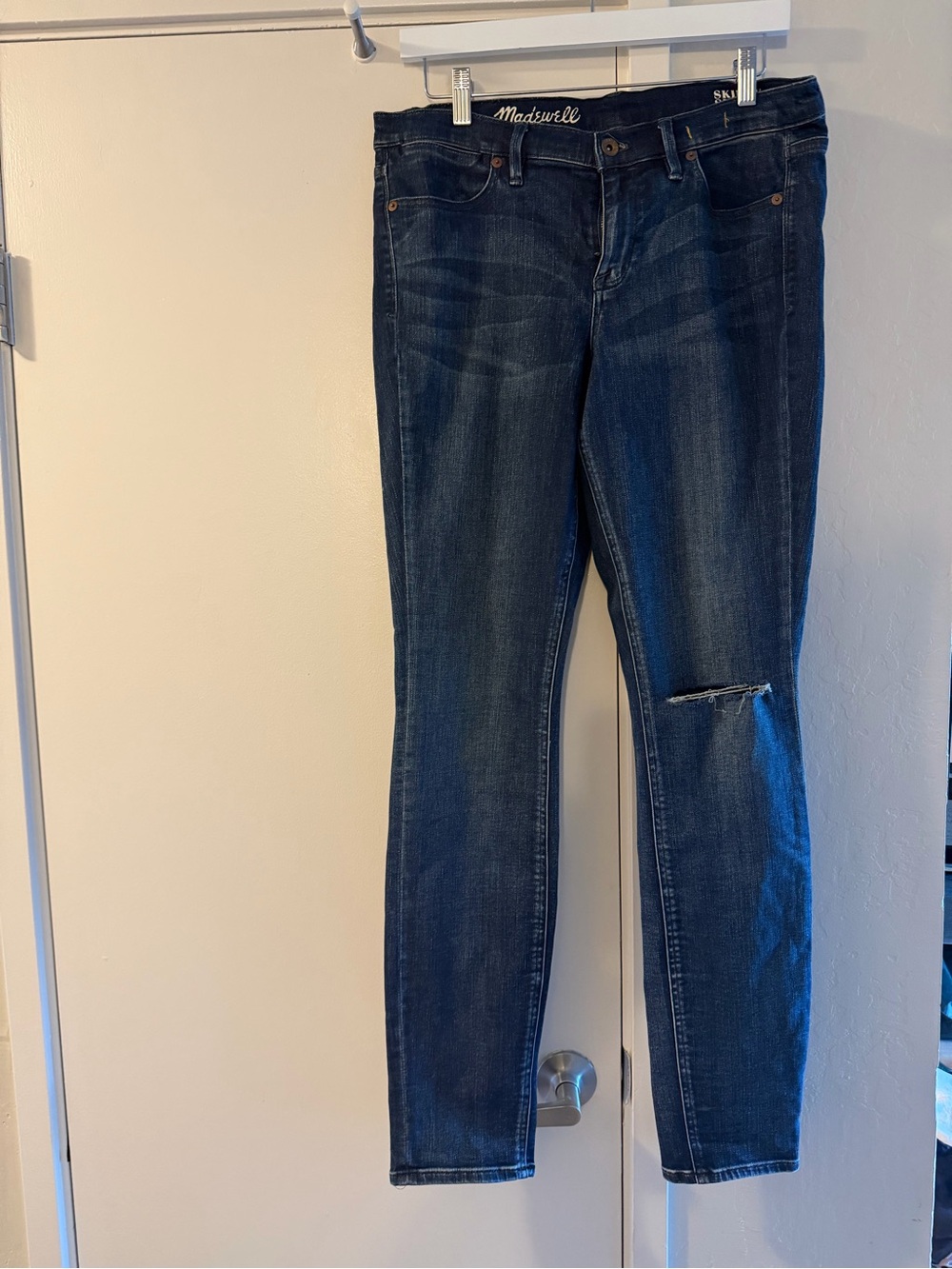 Madewell Indigo Skinny Jeans with Knee Tear